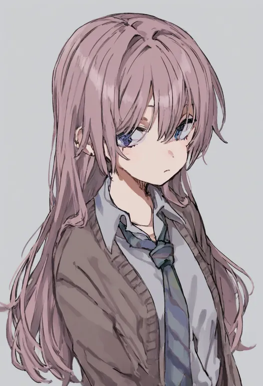 masterpiece, best quality, general, loose necktie, 1girl, solo, upper body, simple background — by k3scat, made with ComfyUI