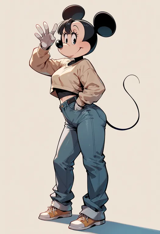 masterpiece, best quality, score_7, safe, mickey mouse & friends, solo, simple background — by k3scat, made with ComfyUI