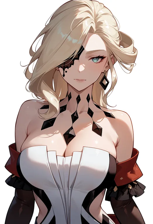 masterpiece, best quality, score_7, safe, signora (genshin impact), genshin impact, solo, upper body, simple background — by k3scat, made with ComfyUI