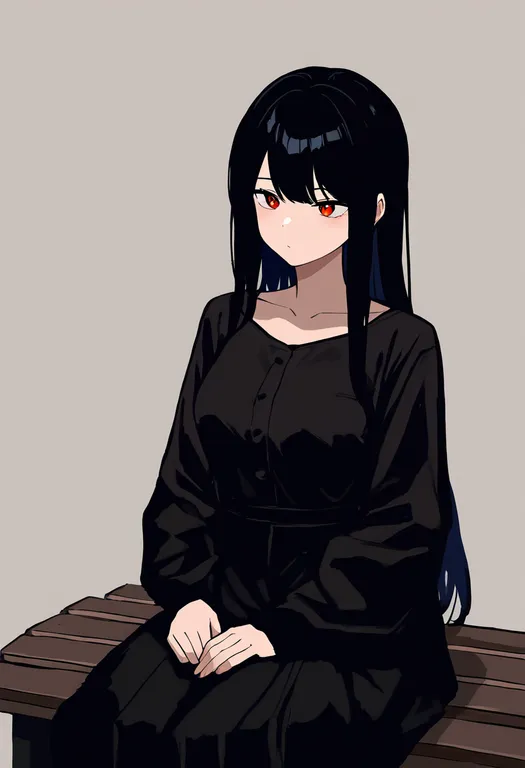 masterpiece, best quality, newest, absurdres, highres, safe, wooden_bench, 1girl, solo, simple_background — by k3scat, made with ComfyUI