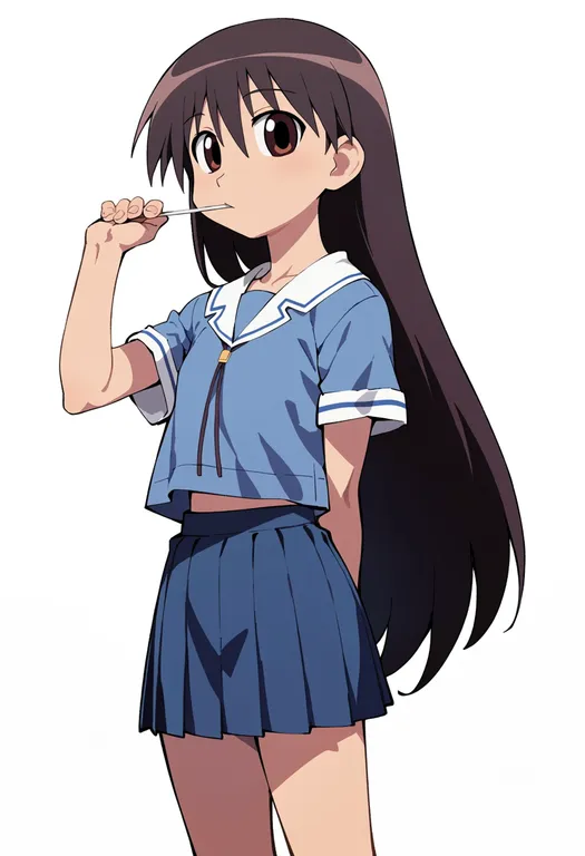 masterpiece, best quality, score_7, safe, azumanga daioh, solo, simple background — by k3scat, made with ComfyUI