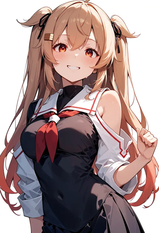 masterpiece, best quality, score_7, safe, murasame kai ni (kancolle), solo, upper body, simple background — by k3scat, made with ComfyUI