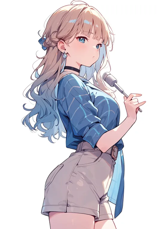 masterpiece, best quality, score_7, safe, kimi to semi blue (idolmaster), solo, simple background — by k3scat, made with ComfyUI
