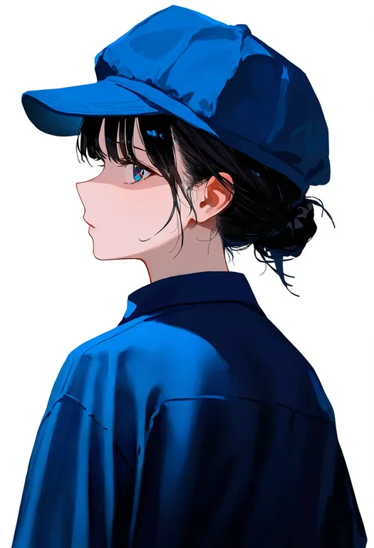 masterpiece, best quality, newest, absurdres, highres, safe, blue_headwear, 1girl, solo, simple_background — by k3scat, made with ComfyUI