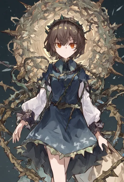 masterpiece, best quality, general, thorns, 1girl, solo, simple background — by k3scat, made with ComfyUI