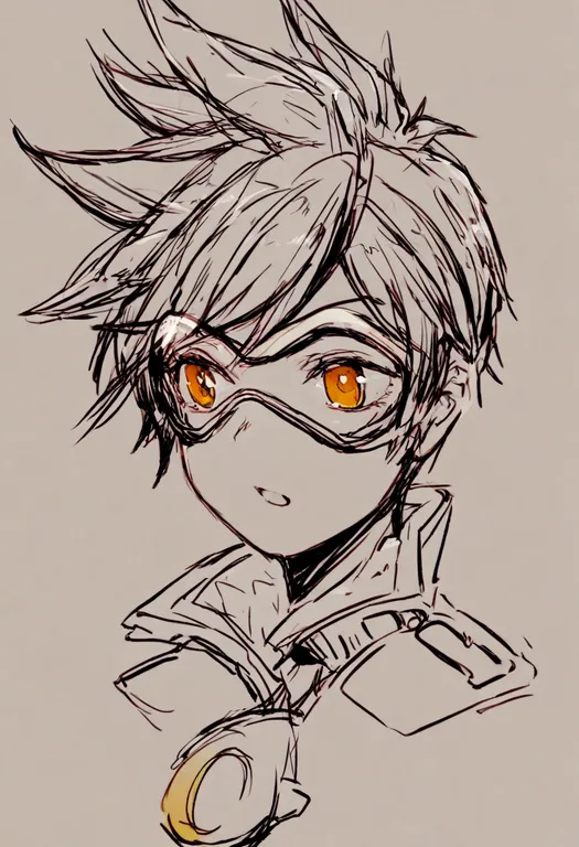 masterpiece, best quality, general, tracer (overwatch), overwatch, solo, upper body, simple background — by k3scat, made with ComfyUI