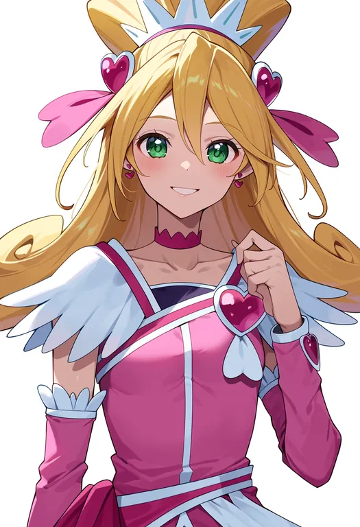 masterpiece, best quality, score_7, safe, cure heart, solo, upper body, simple background — by k3scat, made with ComfyUI