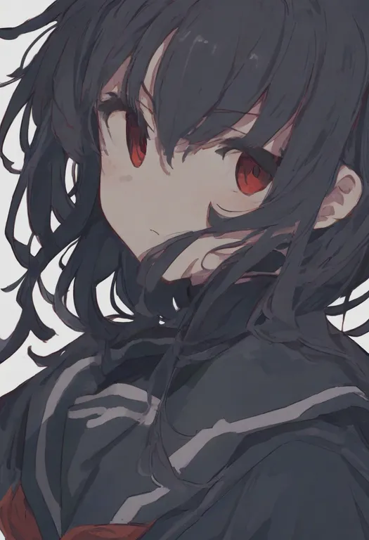 masterpiece, best quality, general, black serafuku, 1girl, solo, simple background — by k3scat, made with ComfyUI