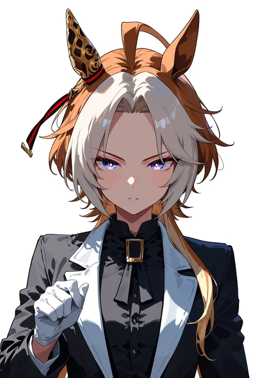 masterpiece, best quality, score_7, safe, orfevre (control) (umamusume), umamusume, solo, upper body, simple background — by k3scat, made with ComfyUI