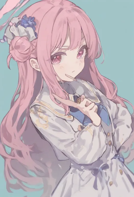 masterpiece, best quality, general, hair bun, 1girl, solo, simple background — by k3scat, made with ComfyUI