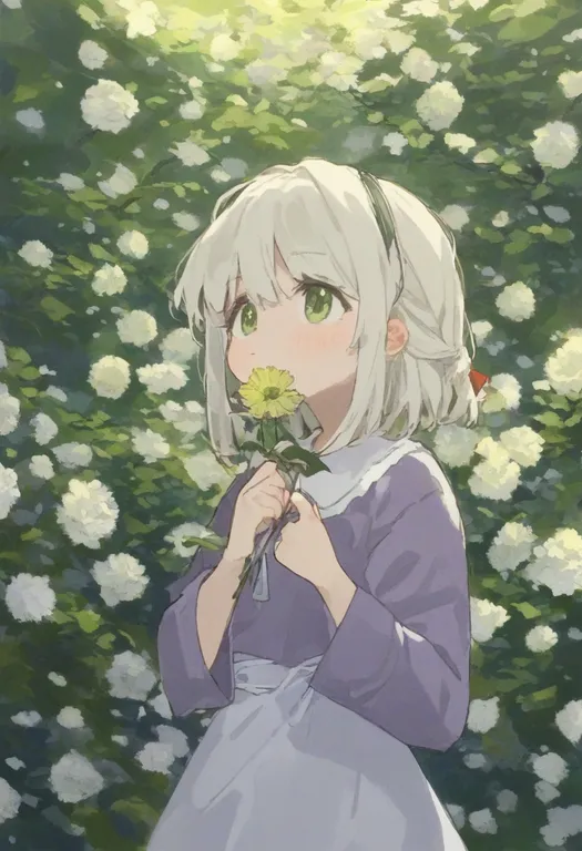 masterpiece, best quality, general, smelling flower, 1girl, solo — by k3scat, made with ComfyUI