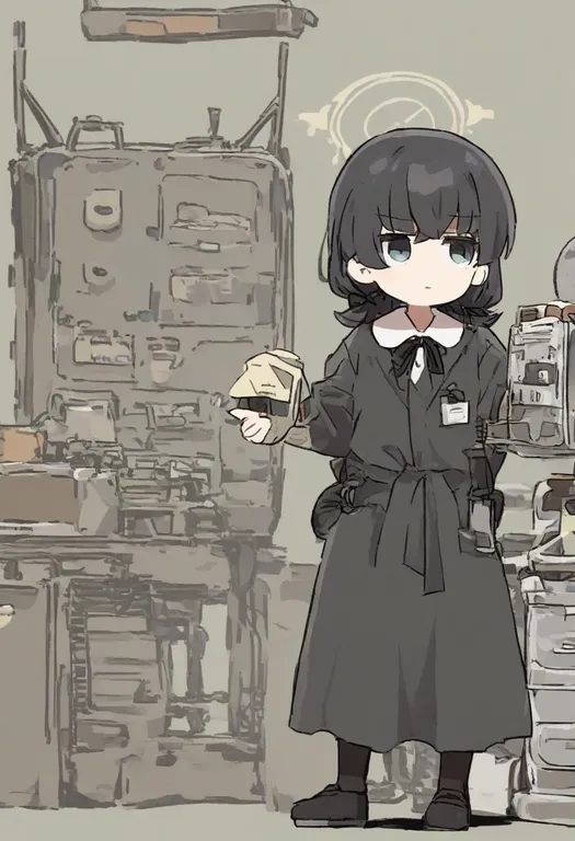 masterpiece, best quality, general, working, 1girl, solo, full body, simple background — by k3scat, made with ComfyUI