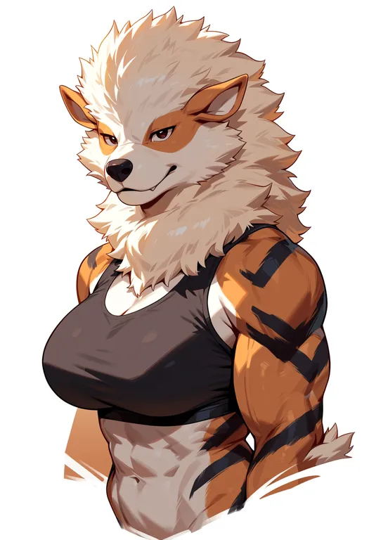 masterpiece, best quality, score_7, safe, arcanine, solo, upper body, simple background — by k3scat, made with ComfyUI
