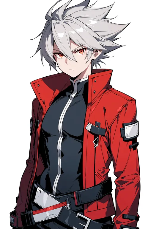 masterpiece, best quality, score_7, safe, ragna the bloodedge, solo, upper body, simple background — by k3scat, made with ComfyUI