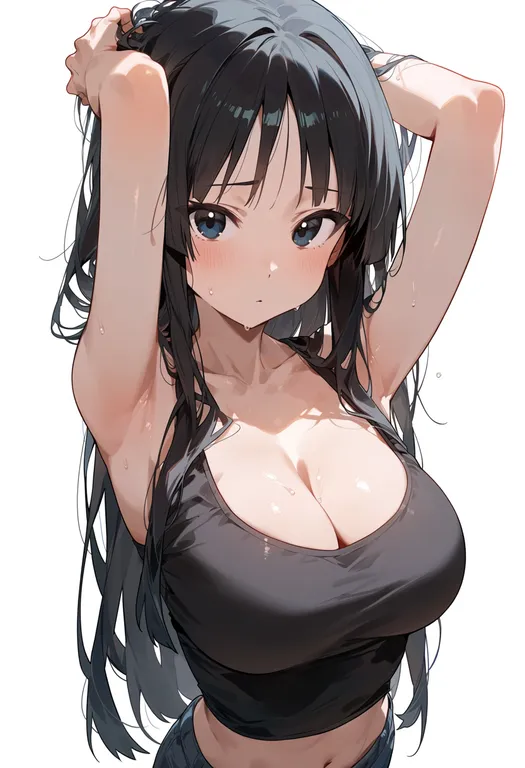 masterpiece, best quality, score_7, safe, akiyama mio, k-on!, solo, upper body, simple background — by k3scat, made with ComfyUI