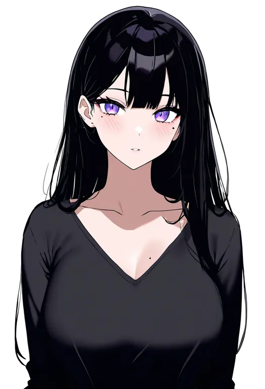 masterpiece, best quality, newest, absurdres, highres, safe, mole_on_breast, 1girl, solo, upper_body, simple_background — by k3scat, made with ComfyUI