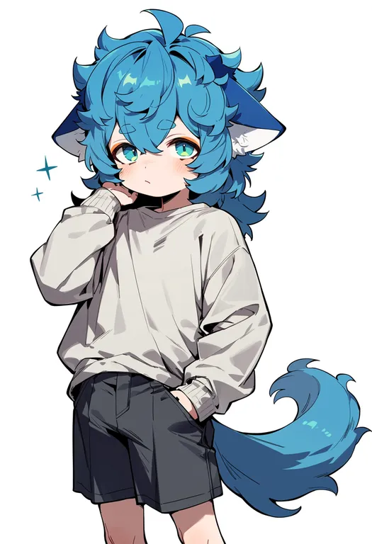 masterpiece, best quality, score_7, safe, komainu boy, 1boy, solo, simple background — by k3scat, made with ComfyUI