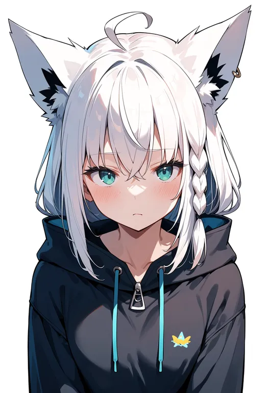 masterpiece, best quality, score_7, safe, shirakami fubuki (loungewear), solo, upper body, simple background — by k3scat, made with ComfyUI