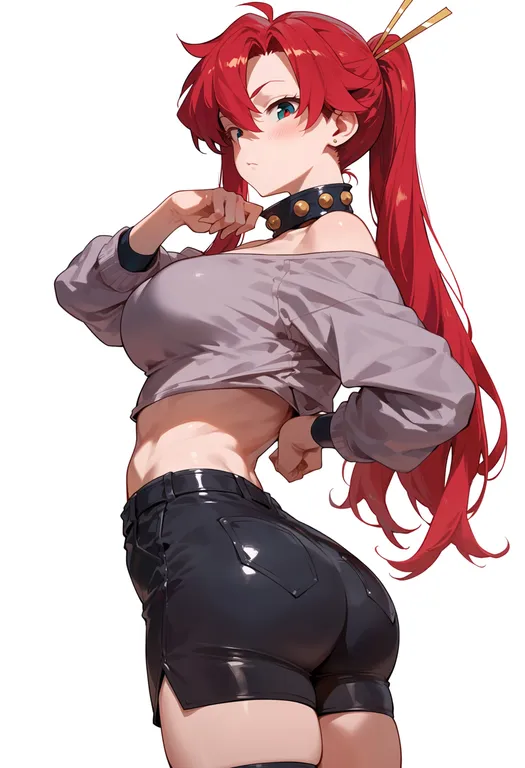 masterpiece, best quality, score_7, safe, tengen toppa gurren lagann, solo, simple background — by k3scat, made with ComfyUI