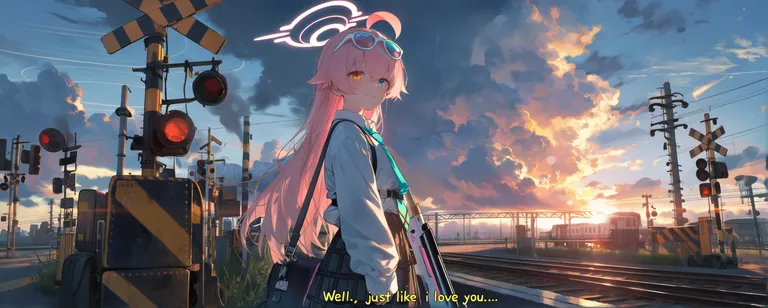碧蓝档案-小鸟游星野-铁轨夕喻01 — by 💤💤💤, made with ComfyUI