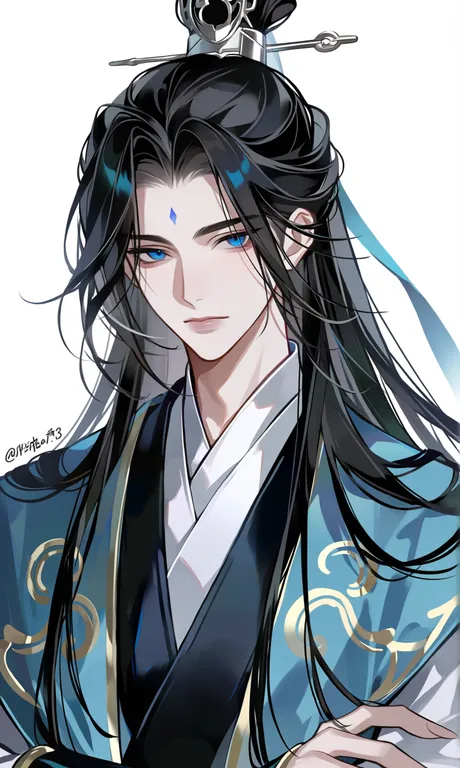 let's_draw_pretty_boys_challenge, black_hair, xiuxian:_mu_zhu_chuan, long_hair, hanfu — by 岚亦, made with ComfyUI