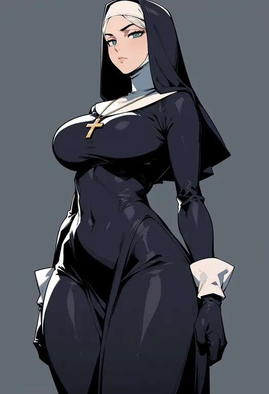 masterpiece, best quality, score_7, safe, little nuns (diva), solo, simple background — by k3scat, made with ComfyUI