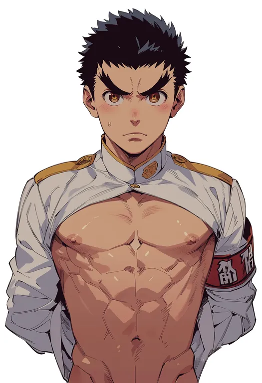 masterpiece, best quality, score_7, safe, ishimaru kiyotaka, solo, upper body, simple background — by k3scat, made with ComfyUI
