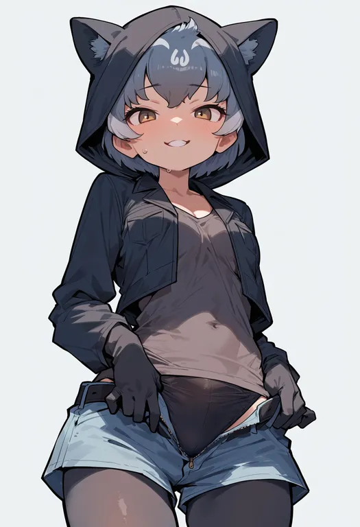 masterpiece, best quality, score_7, safe, kemono friends 2, solo, simple background — by k3scat, made with ComfyUI