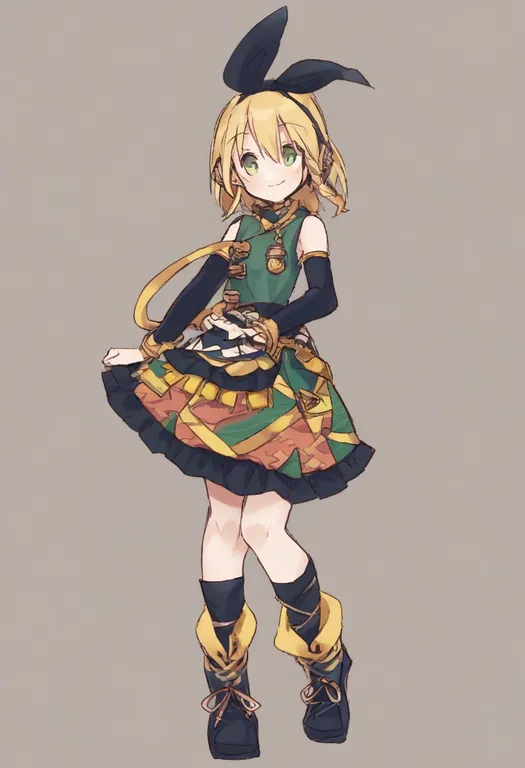 masterpiece, best quality, general, arm warmers, 1girl, solo, full body, simple background — by k3scat, made with ComfyUI