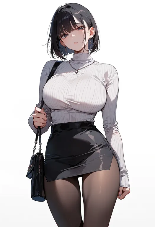 masterpiece, best quality, score_7, safe, thigh gap, 1girl, solo, simple background — by k3scat, made with ComfyUI