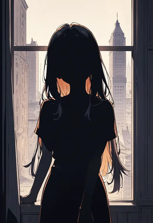masterpiece, best quality, score_7, safe, silhouette, 1girl, solo — by k3scat, made with ComfyUI