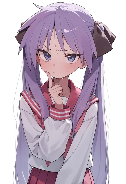 masterpiece, best quality, score_7, safe, hiiragi kagami, lucky star, solo, upper body, simple background — by k3scat, made with ComfyUI