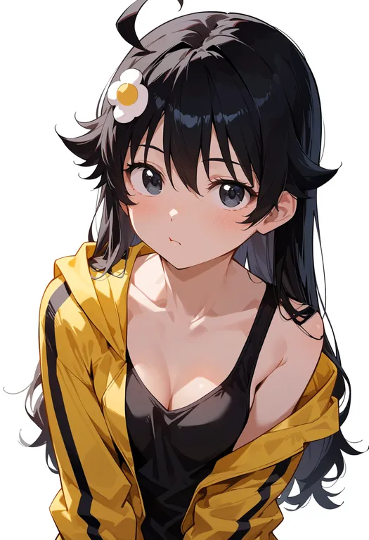 masterpiece, best quality, score_7, safe, araragi karen, solo, upper body, simple background — by k3scat, made with ComfyUI