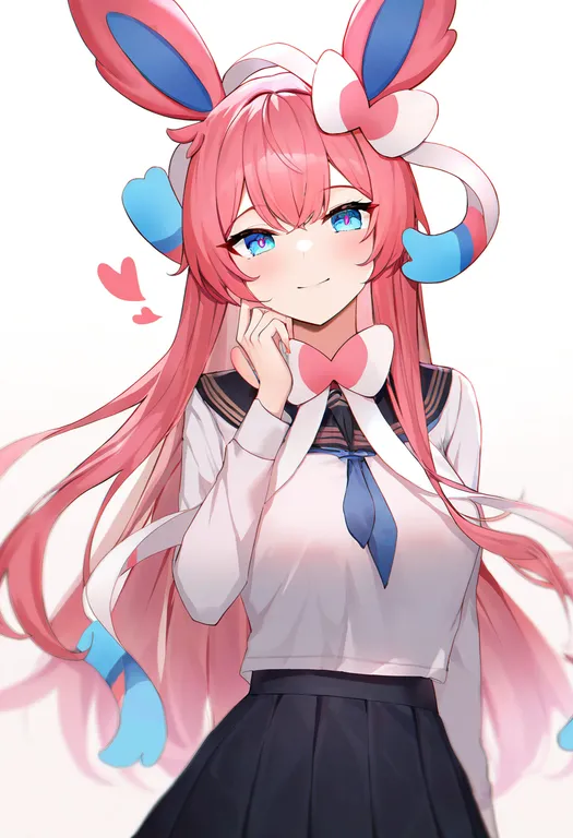 masterpiece, best quality, newest, absurdres, highres, safe, sylveon, solo, upper_body, simple_background — by k3scat, made with ComfyUI
