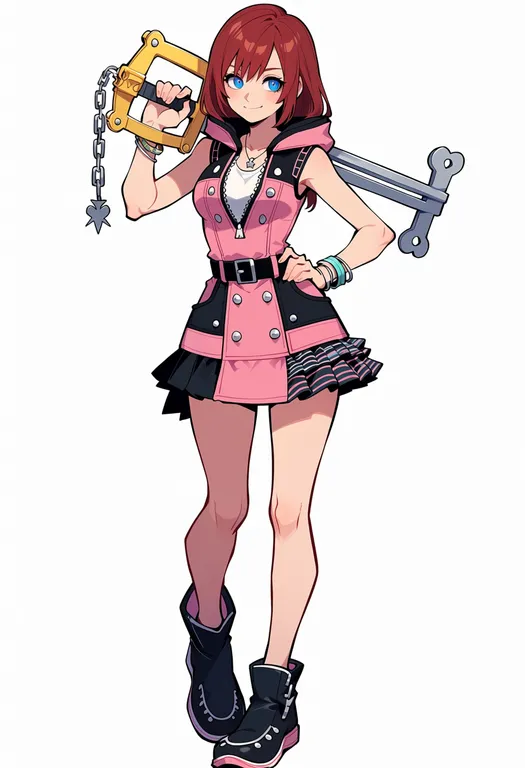 masterpiece, best quality, score_7, safe, kingdom hearts ii, solo, simple background — by k3scat, made with ComfyUI