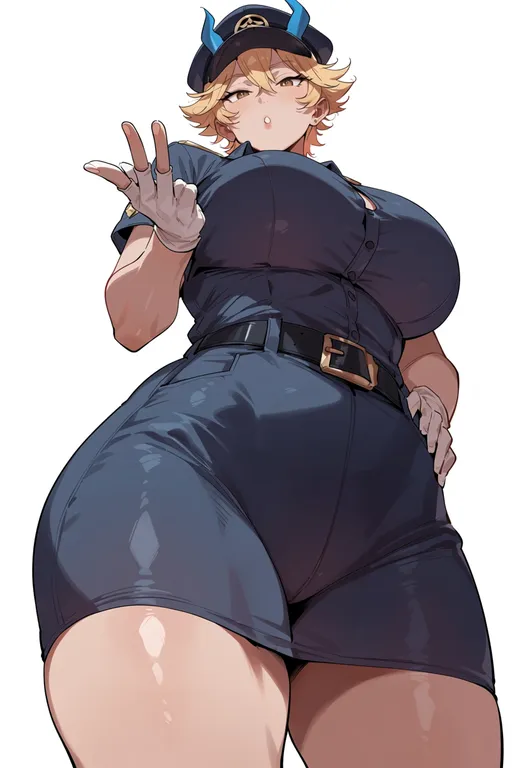 masterpiece, best quality, score_7, safe, zannen onna-kanbu black general-san, solo, simple background — by k3scat, made with ComfyUI