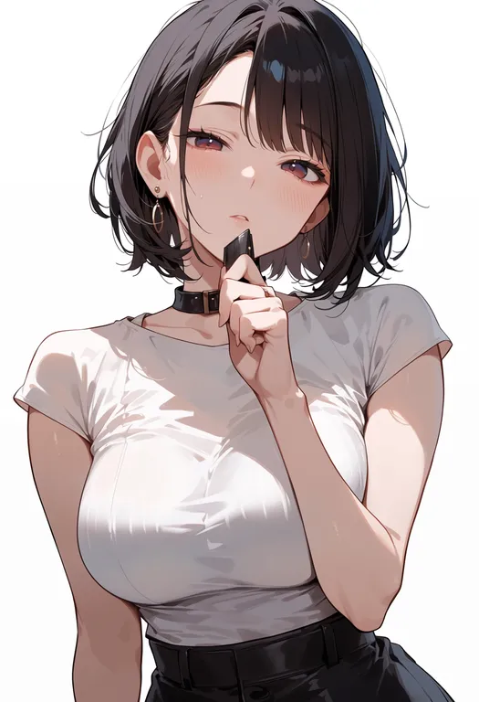 masterpiece, best quality, score_7, safe, calpis, solo, upper body, simple background — by k3scat, made with ComfyUI