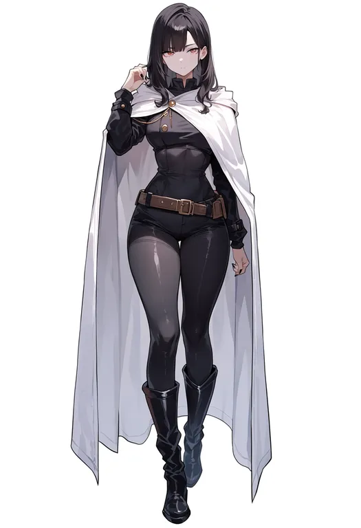 masterpiece, best quality, score_7, safe, white cape, 1girl, solo, simple background — by k3scat, made with ComfyUI