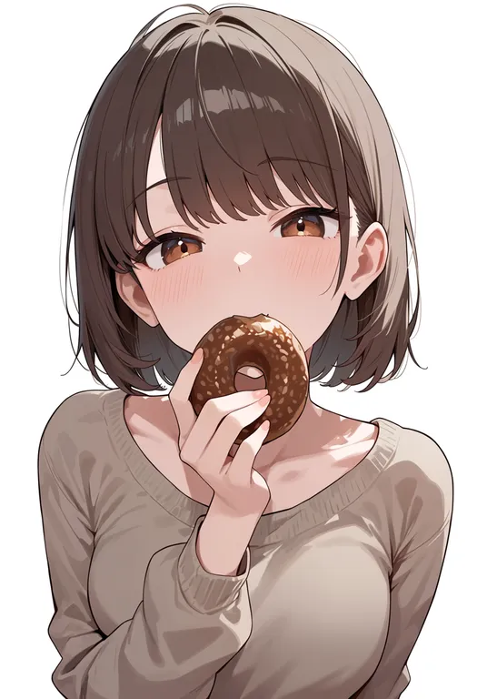masterpiece, best quality, score_7, safe, nut (food), 1girl, solo, upper body, simple background — by k3scat, made with ComfyUI