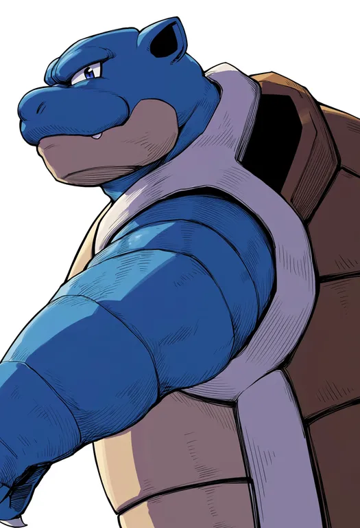masterpiece, best quality, score_7, safe, blastoise, solo, upper body, simple background — by k3scat, made with ComfyUI