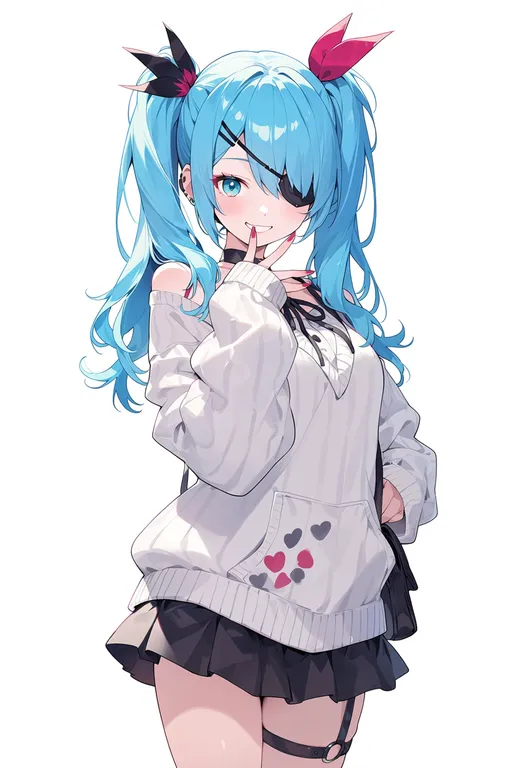 masterpiece, best quality, score_7, safe, world is mine (vocaloid), solo, simple background — by k3scat, made with ComfyUI
