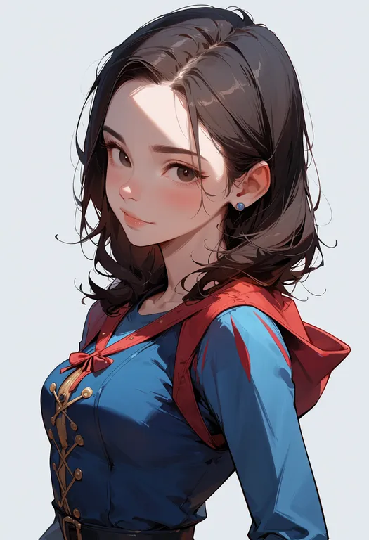 masterpiece, best quality, score_7, safe, snow white (disney), disney, solo, upper body, simple background — by k3scat, made with ComfyUI
