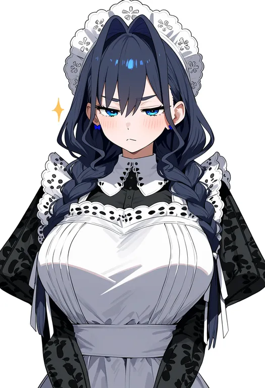 masterpiece, best quality, score_7, safe, ouro kronii (maid), solo, upper body, simple background — by k3scat, made with ComfyUI