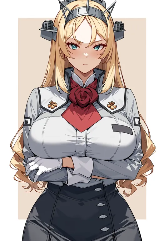 masterpiece, best quality, score_7, safe, nelson (kancolle), solo, upper body, simple background — by k3scat, made with ComfyUI
