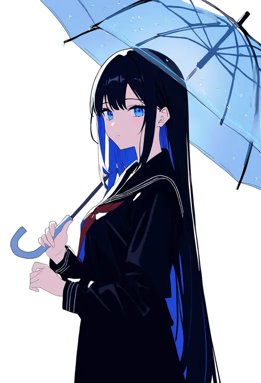 masterpiece, best quality, newest, absurdres, highres, safe, transparent_umbrella, 1girl, solo, simple_background — by k3scat, made with ComfyUI