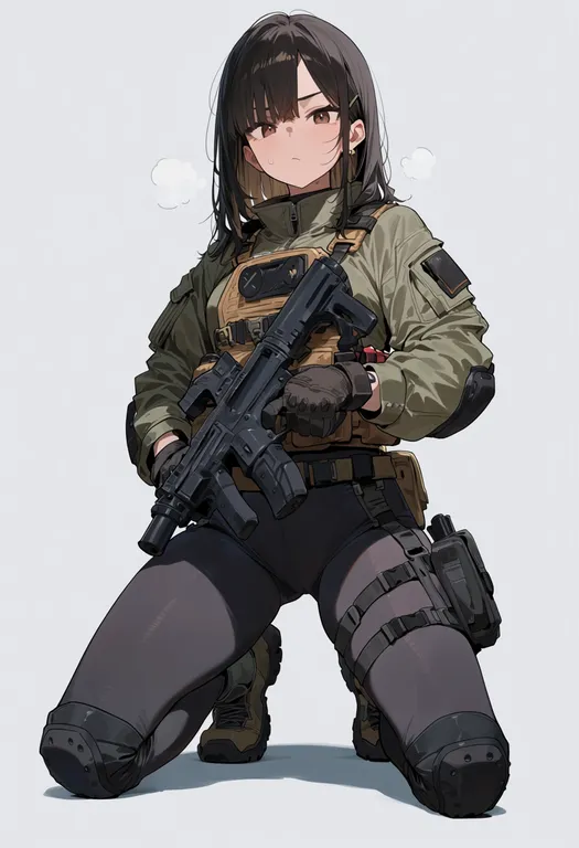 masterpiece, best quality, score_7, safe, protecting, 1girl, solo, full body, simple background — by k3scat, made with ComfyUI