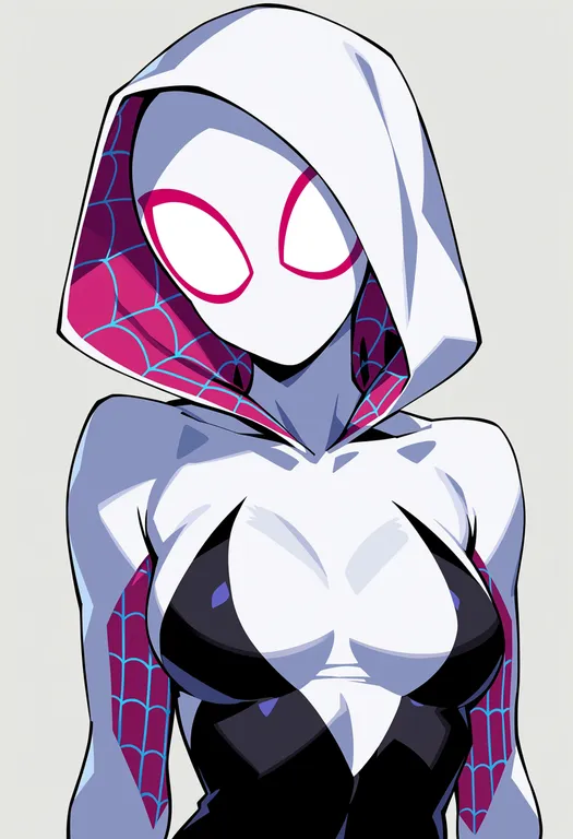 masterpiece, best quality, score_7, safe, spider-gwen, solo, upper body, simple background — by k3scat, made with ComfyUI