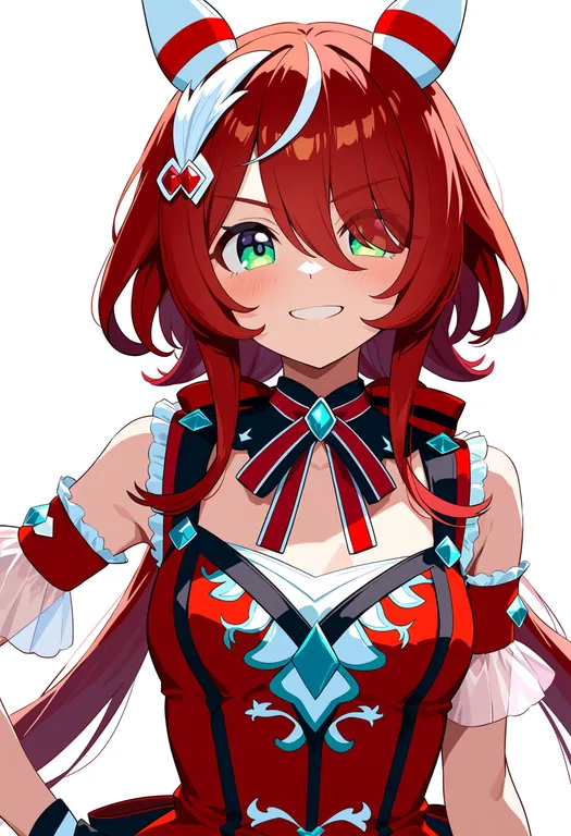 masterpiece, best quality, score_7, safe, win variation (umamusume), umamusume, solo, upper body, simple background — by k3scat, made with ComfyUI