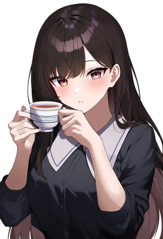 masterpiece, best quality, newest, absurdres, highres, safe, tea, 1girl, solo, upper_body, simple_background — by k3scat, made with ComfyUI