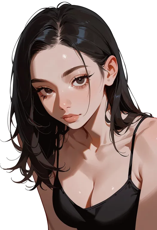 masterpiece, best quality, score_7, safe, thick eyelashes, 1girl, solo, simple background — by k3scat, made with ComfyUI